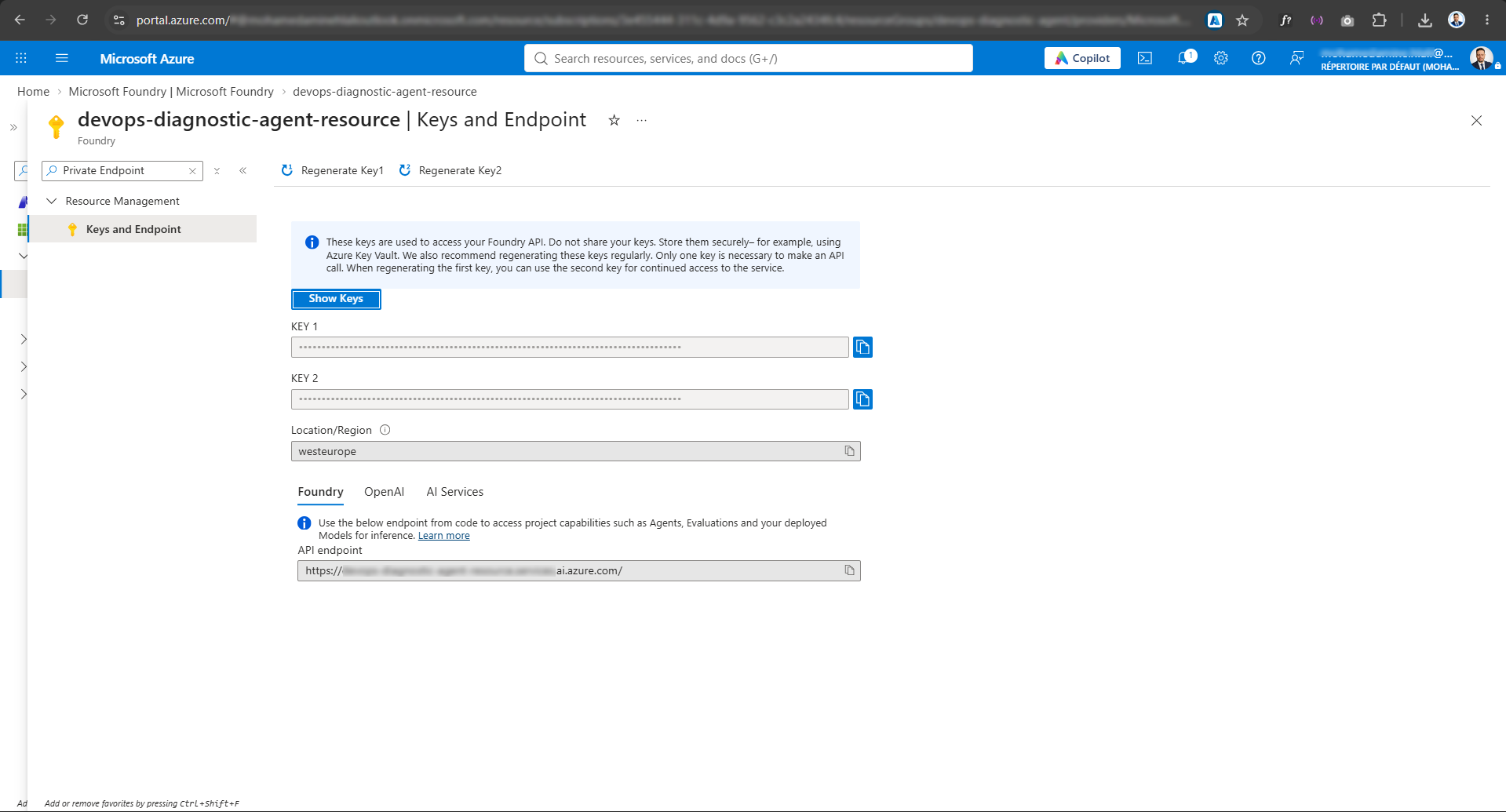 Architecture diagram: application with managed identity calling Azure OpenAI through a private endpoint inside a virtual network